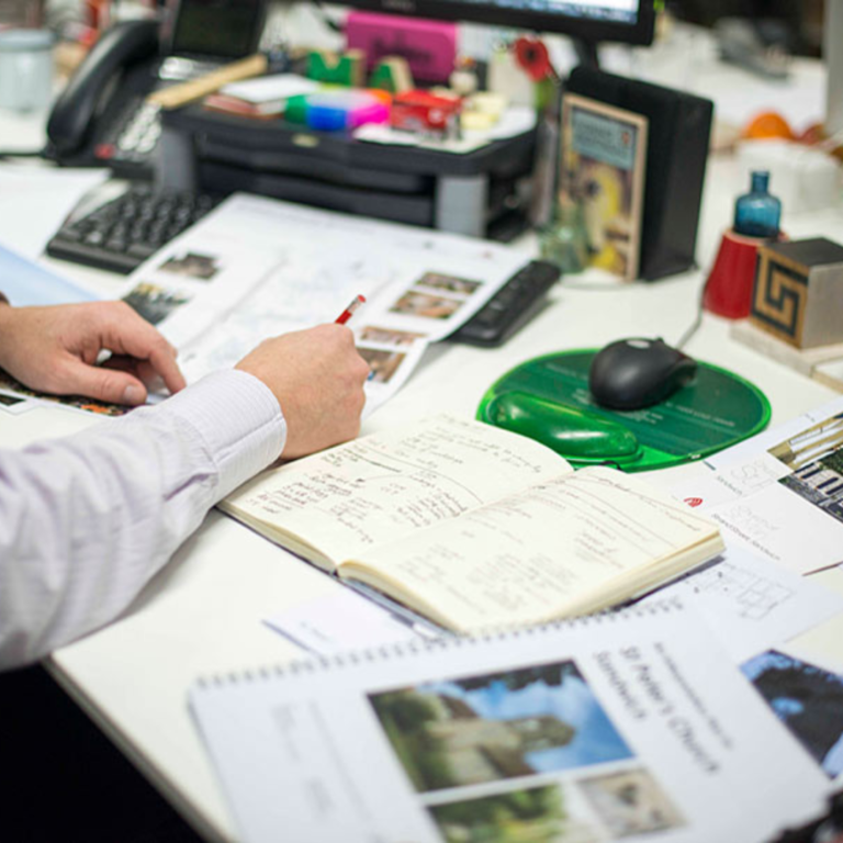 Art work of one of the employees. The picture shows hands and pencil.